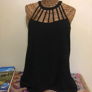 NWT black halter cut out top